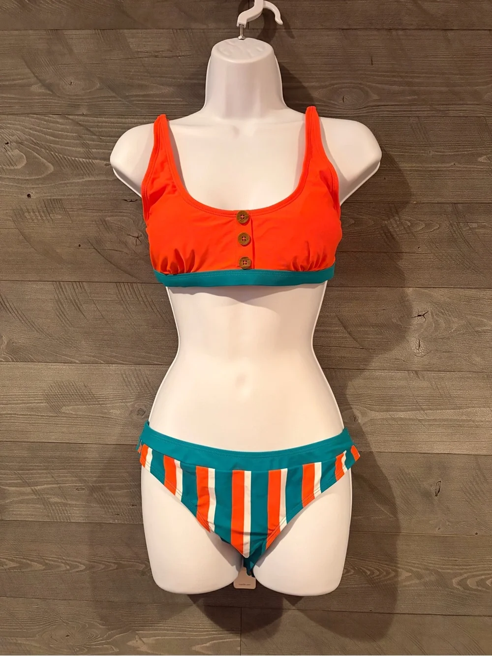 Cupshe Orange & Teal Striped Bikini Set